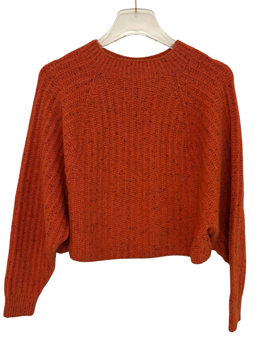 Knititude Orange Speckled Cropped Sweater Small Chunky Knit Fall Pumpkin Spice S